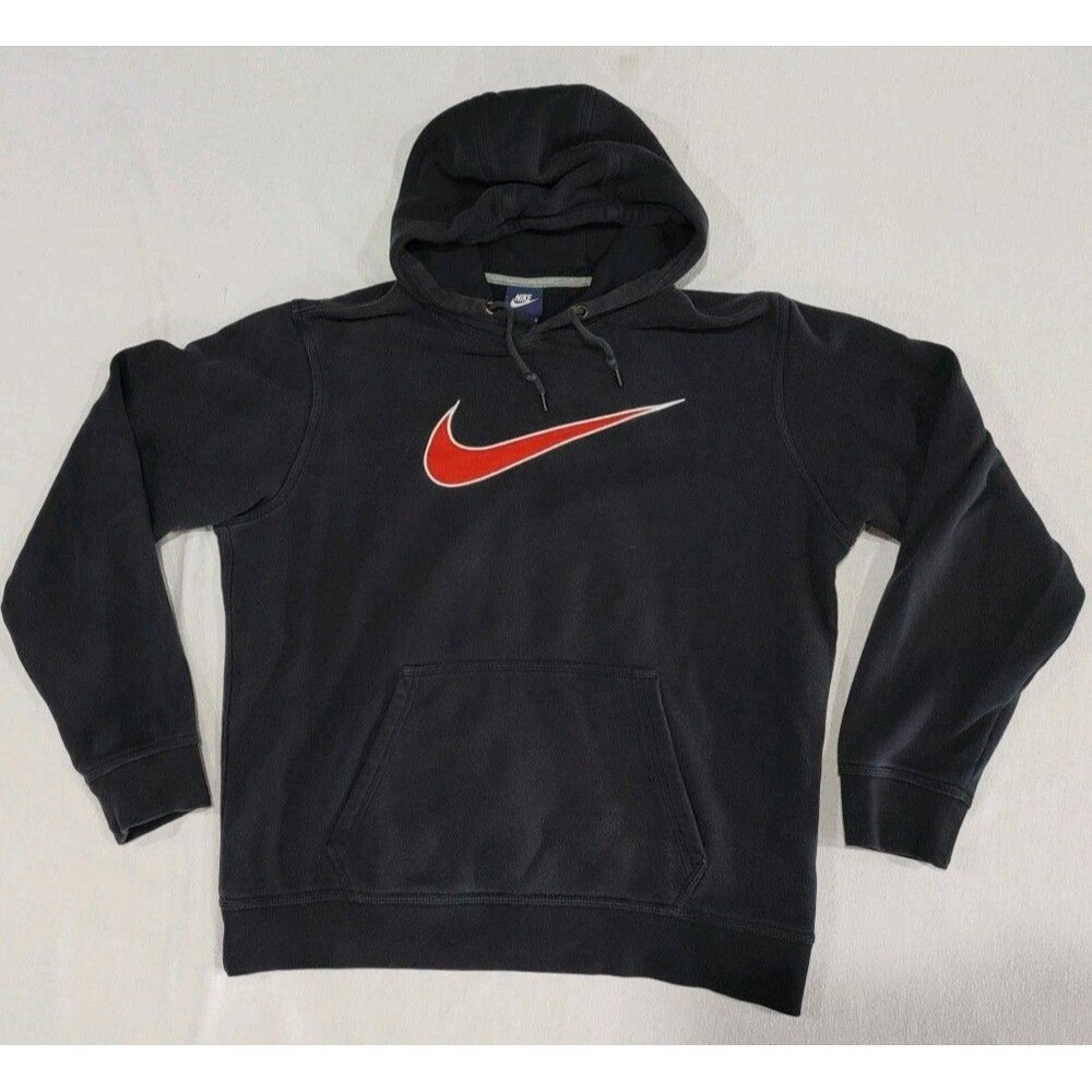 Nike Embroidered Giant Swoosh Black Hoodie Adult Size Large